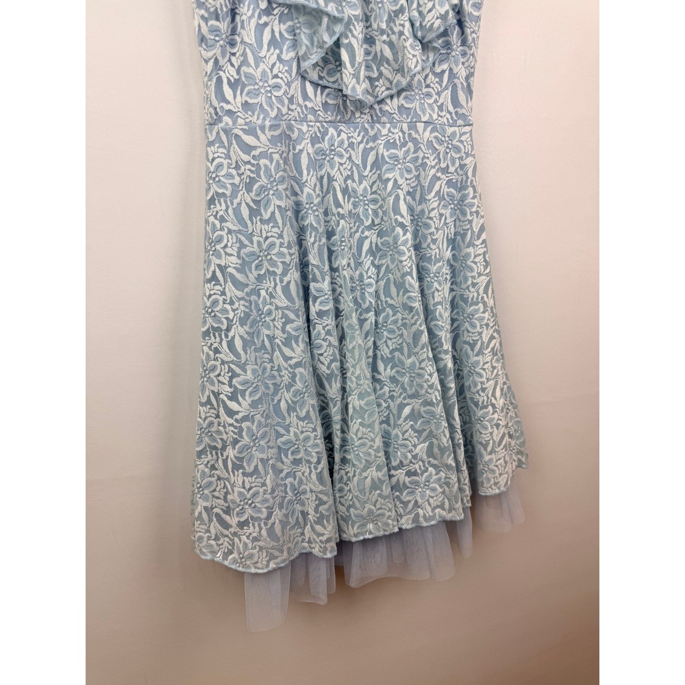 Disney Cinderella Light Blue Floral Lace Ruffle Dress Tulle Hem Womens M - Picture 6 of 8